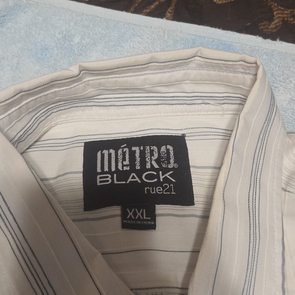 Men's White Pinstripe Button-Up Shirt